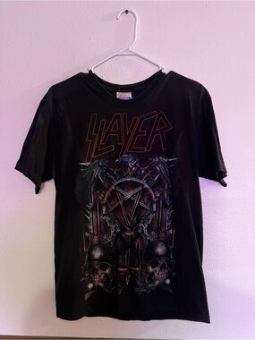 Hanes Black Graphic Slayer Band Tee with Red Logo